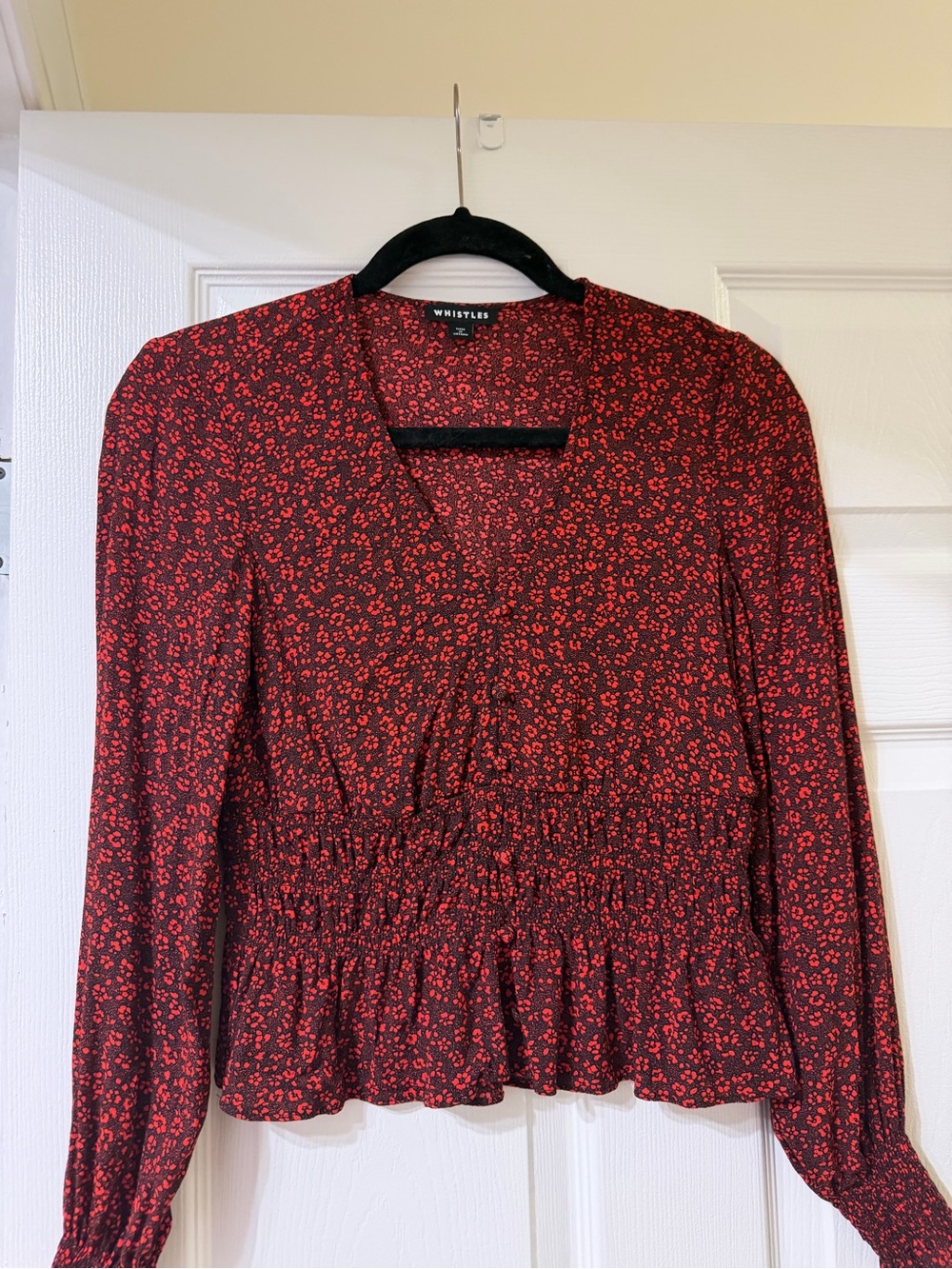 Whistles Pansy Dot Jenny Peplum Top Red
